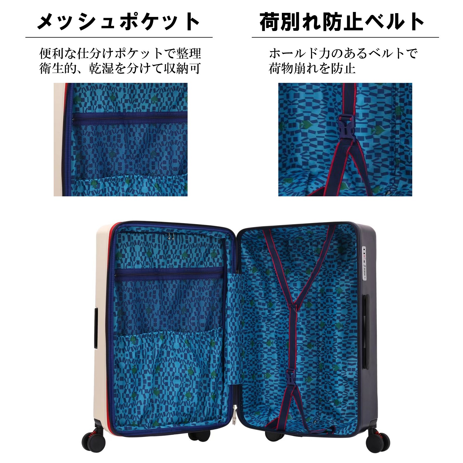 【条件付き送料無料】【M611】ストライプ キャリーケース スーツケース ダイヤルロック 拡張 バイカラー【idadi】の画像
