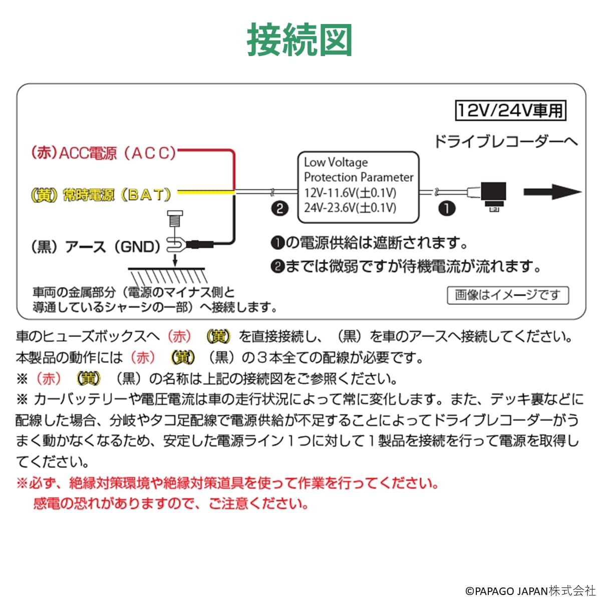 PAPAGO!（パパゴ） スマート常時電源ケーブルSEVEN A-JP-RVC-7 対応