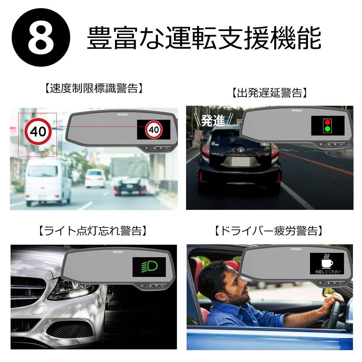 PAPAGO! ドライブレコーダー ミラー GPS フルHD 高画質 WDR