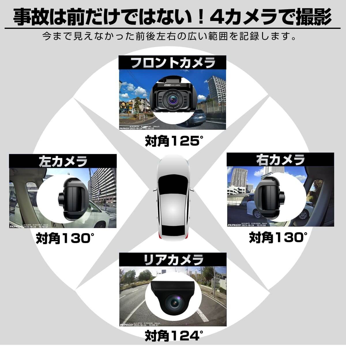 4カメラ ドライブレコーダー GoSafe 640G　GS640G-64GB 前後左右 360° GPS内蔵 赤外線 リアカメラ 2K 1440p 400万画素 | PAPAGO! | 03