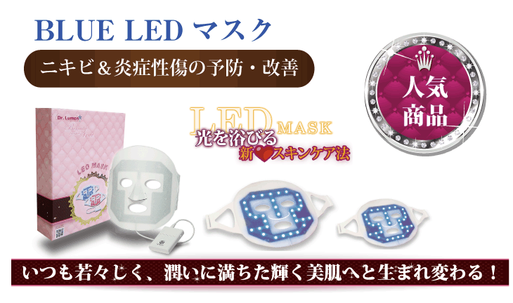 5/25まで【1000円OFFクーポン】LED美容マスク Lサイズ 青色LED美顔器
