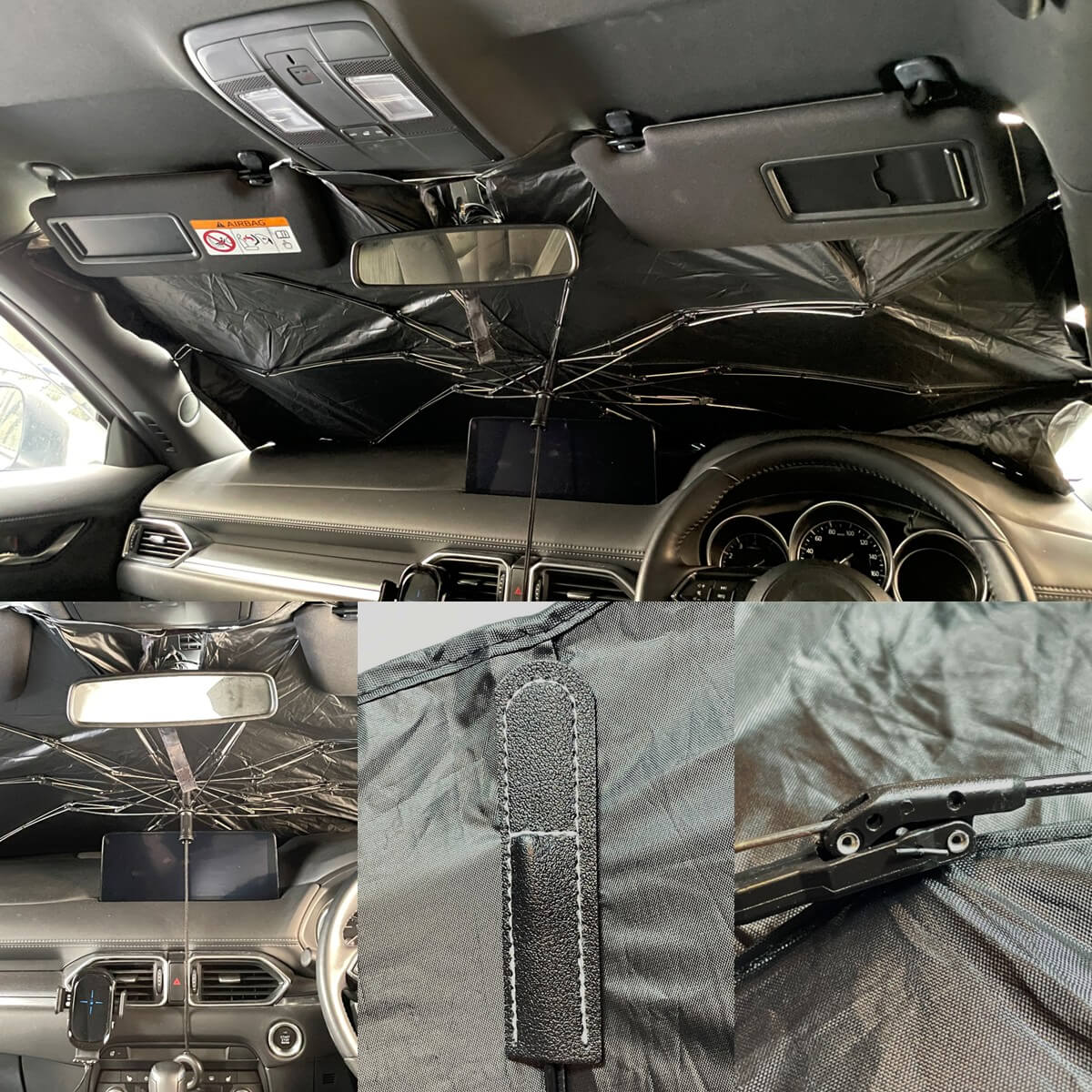 【ヒモ型シャフト カーサンシェード】最新2025年版 折りたたみ傘式 カー用サンシェード CarUB V4 遮光 断熱 UVカット 日よけ 紫外線対策 カー用品熱中症 | miraiON | 15