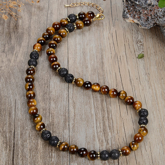 数珠ネックレス メンズ ネックレス レディース タイガーアイ オラオラ