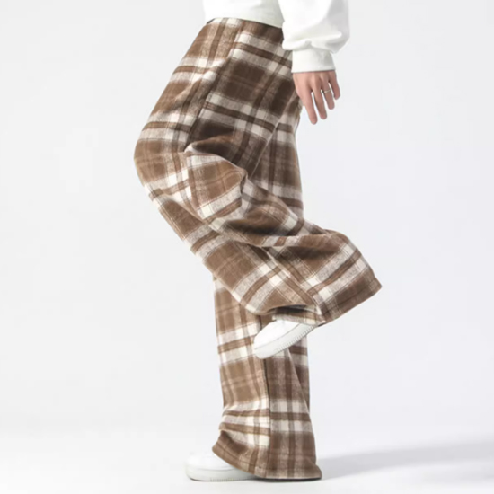 チェックパンツ メンズ ストリート系 ワイドパンツ モード系
