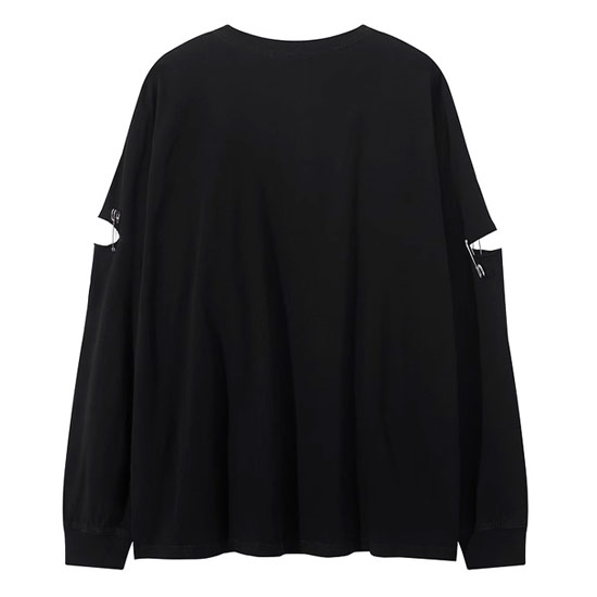 モード系 ロンT メンズ ロングTシャツ V系 カットソー ダメージ