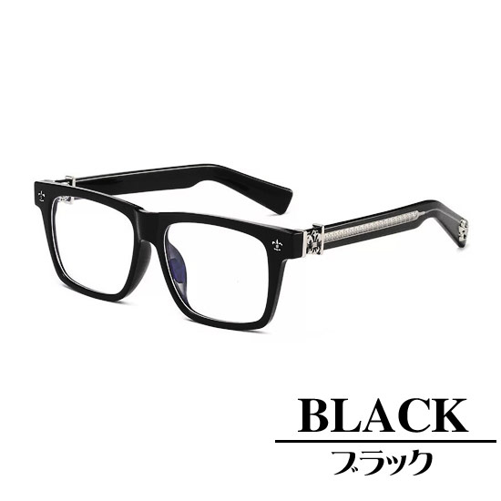 伊達メガネ オラオラ系 眼鏡 メンズ グリッド メガネ 十字架 クロス