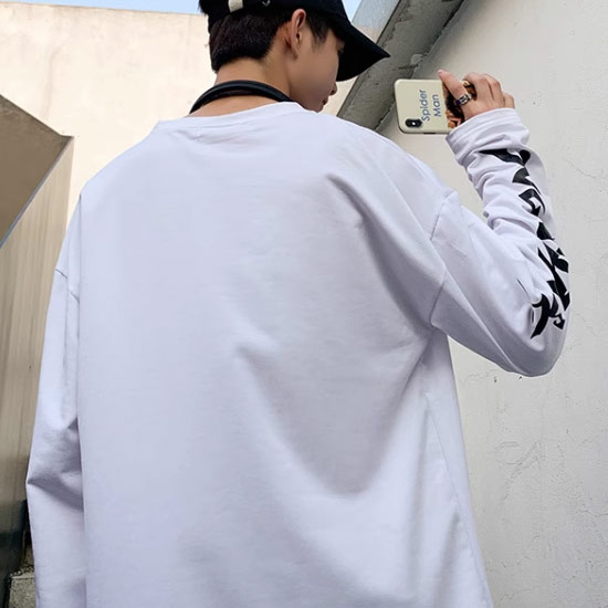 ロングTシャツ メンズ オラオラ系 ロンT V系 カットソー 大人 袖文字