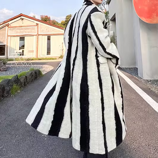 [早い者勝ち]ATHA ストライプ ロングコート ロングコート メンズ モード系 コート V系 ロング丈 ストライプ