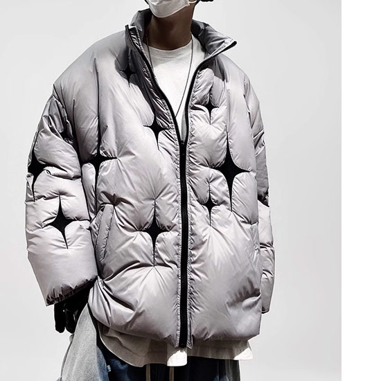 ダウンジャケット メンズ V系 オラオラ系 星 スター 刺繍 30代 40代 50