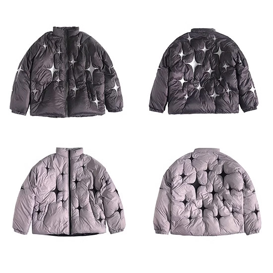 ダウンジャケット メンズ V系 オラオラ系 星 スター 刺繍 30代 40代 50