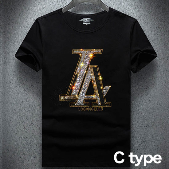 Tシャツ メンズ ラインストーン エンブレム 大きいサイズ V系