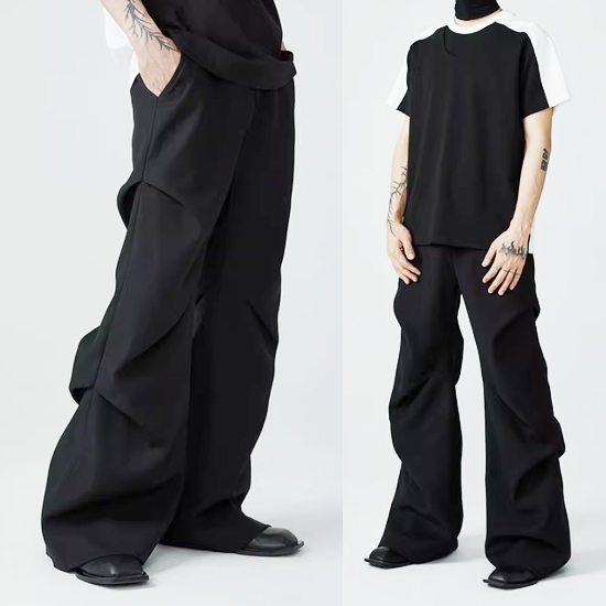 ワークパンツ メンズ V系 ワイドパンツ モード系 ブーツカットパンツ