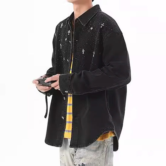xisz studio 百合 Tシャツ中華Y2K黒赤トップス ストリートモード系 a-4-crs-stud-sht_4.jpg