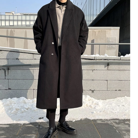ウールコート メンズ モード系 コート V系 ロングコート トレンチ