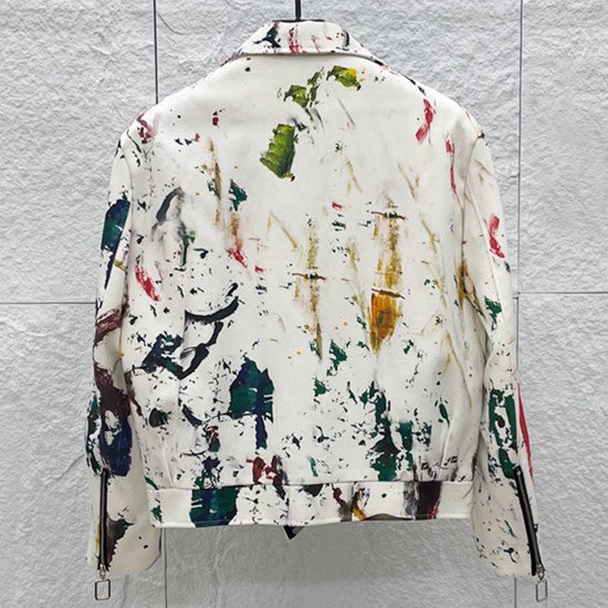 ライダースジャケット メンズ モード系 V系 ブルゾン ペンキ 汚し加工