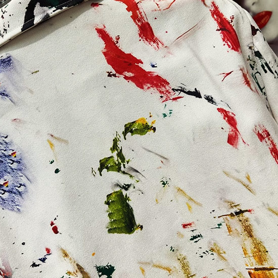 ライダースジャケット メンズ モード系 V系 ブルゾン ペンキ 汚し加工