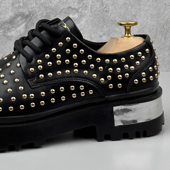 スタッズ シューズ メンズ モード系 ビジネスシューズ 本革 レザー