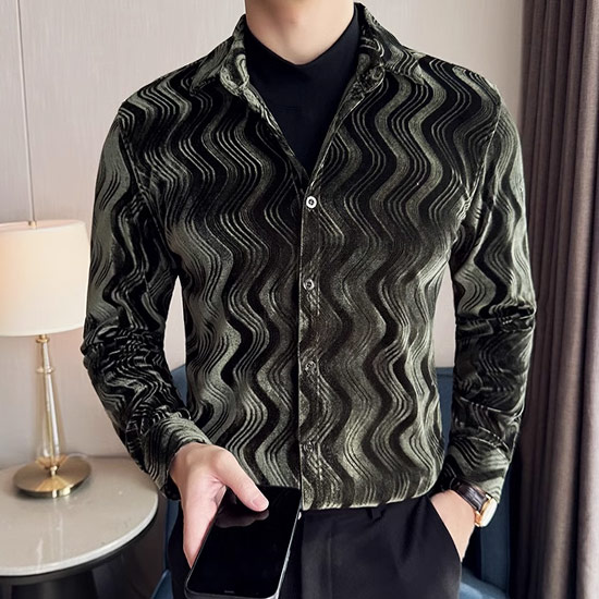 LAMBERT アート柄シャツ 40 M ユーロ　ボタニカル　総柄　ドレスシャツ LAMBERT アート柄シャツ 40 M ユーロ ボタニカル 総柄 ドレス
