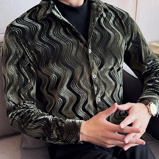 LAMBERT アート柄シャツ 40 M ユーロ　ボタニカル　総柄　ドレスシャツ LAMBERT アート柄シャツ 40 M ユーロ ボタニカル 総柄 ドレス