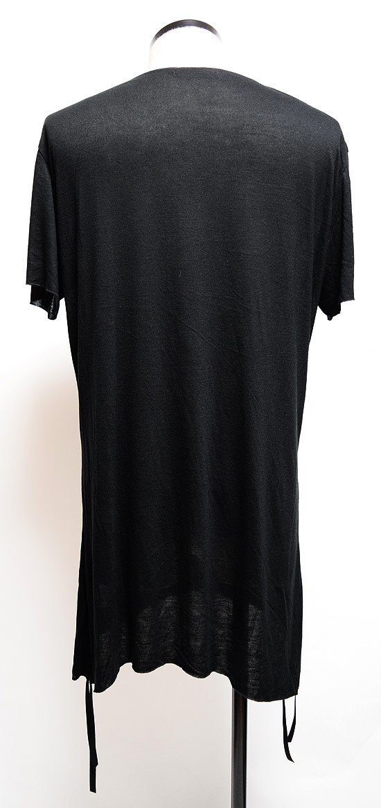 KMRii Black Shadow VネックTシャツ 変形デザイン Tシャツ メンズ Vネック 半袖 ティーシャツ ロング丈 変形 カットソー