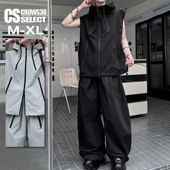 ノースリーブ パーカー セットアップ ワイド ハーフパンツ 夏新作セットアップ メンズ 上下セット パーカー 半袖