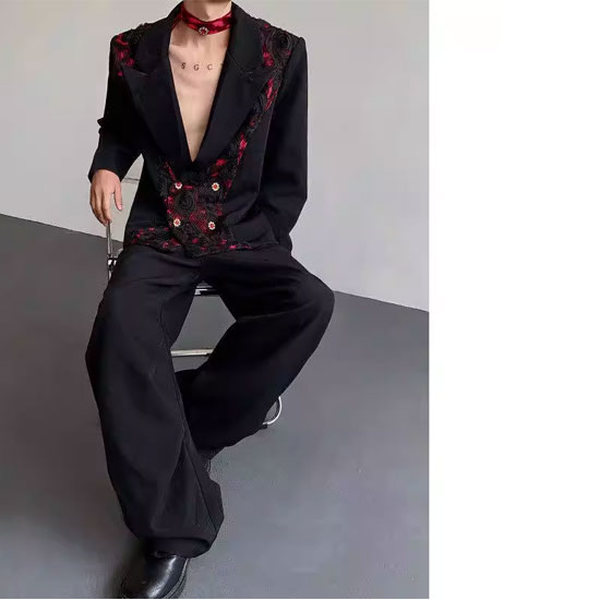 xfrm パイソン コーティング テーラード ジャケット アウター v系 お兄系 V系 ジャケット メンズ モード系 テーラードジャケット アウター 刺繍