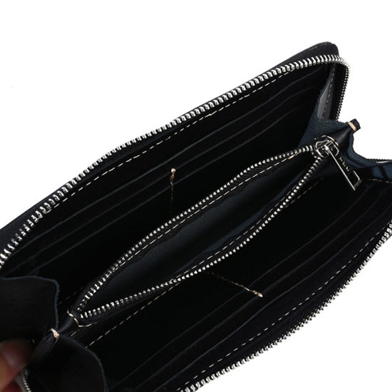 スタッズ付き黒レザー長財布 広尾店】 ウルフズヘッド WOLF'S HEAD 長財布 スタッズ付き