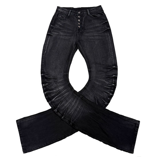 BLACKBARRETT デニムパンツ 鬼ヒゲ Y2K ストレッチ スリム 黒 V系 デニムパンツ メンズ モード系 スキニーパンツ オラオラ系 美脚