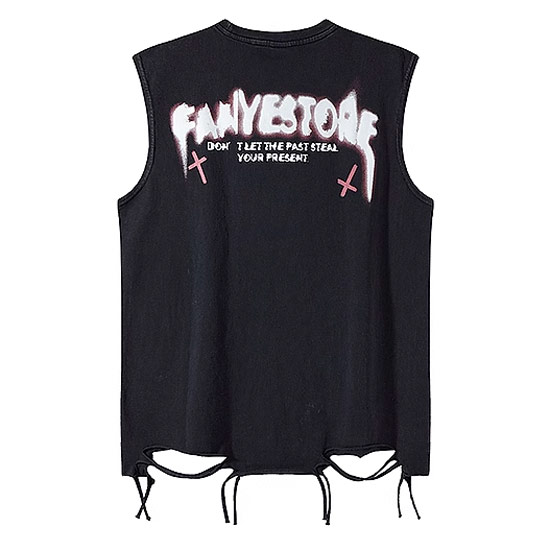 V系 タンクトップ メンズ ノースリーブ モード系 Tシャツ カットソー