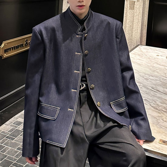 V系 ジャケット メンズ モード系 デニムジャケット アウター ワーク