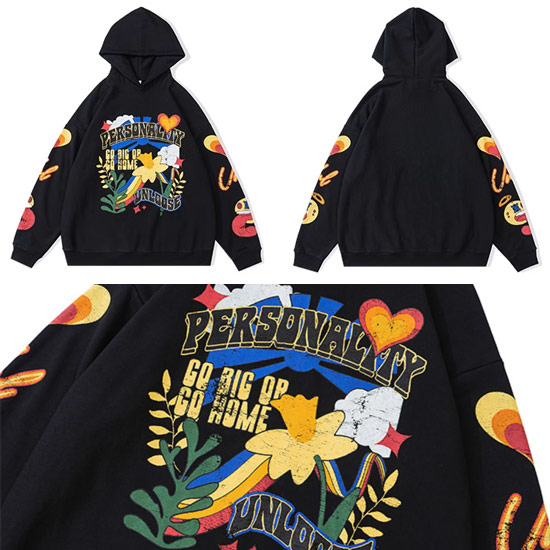 パーカー メンズ V系 サーフ ビッグパーカー y2kファッション 新作 花