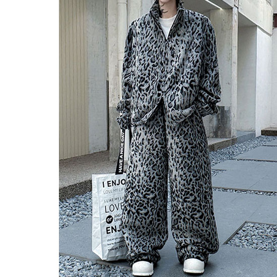 オラオラ系 セットアップ メンズ オールインワン 上下セット ヒョウ柄