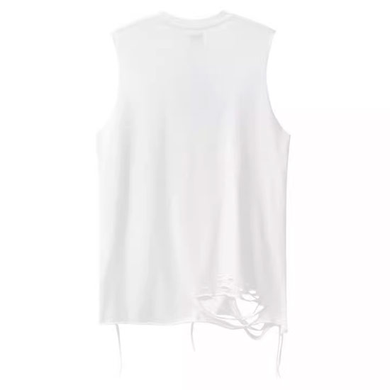 V系 タンクトップ メンズ ダメージ モード系 Tシャツ カットソー