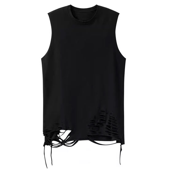 V系 タンクトップ メンズ ダメージ モード系 Tシャツ カットソー