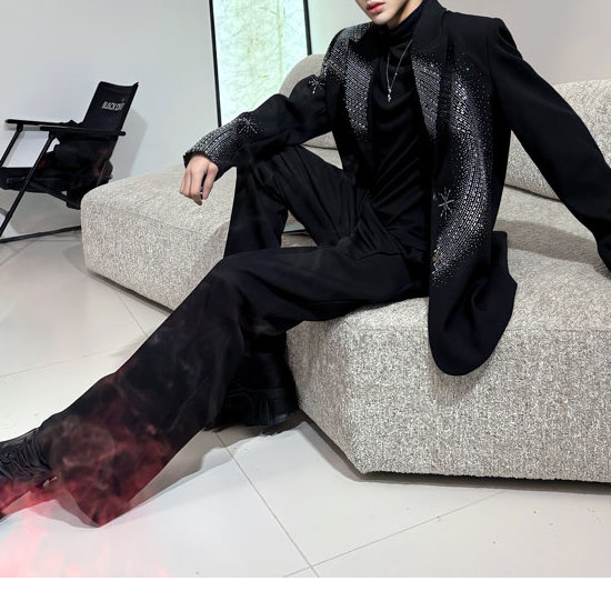 A.D.S ブラック 刺繍 ジャケット　個性的　派手 V系 ジャケット メンズ モード系 派手 刺繍 個性的 アウター ホスト