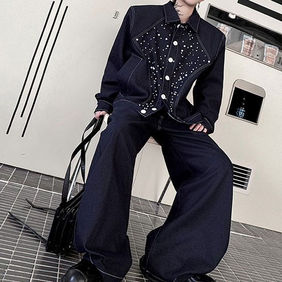 オラオラ系 デニムセットアップ メンズ オールインワン 上下セット G