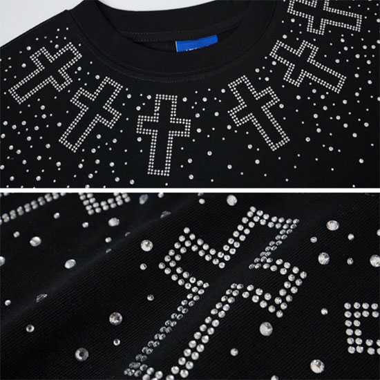 モード系 メンズ Tシャツ V系 タンクトップ カットソー ラインストーン