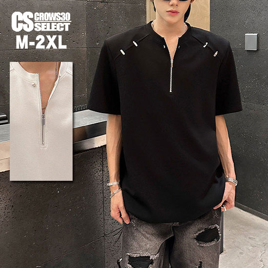 Y/Project ワイプロジェクト変形襟 カットソー36 モード系 メンズ Tシャツ ネック ジッパー V系 カットソー 大きい