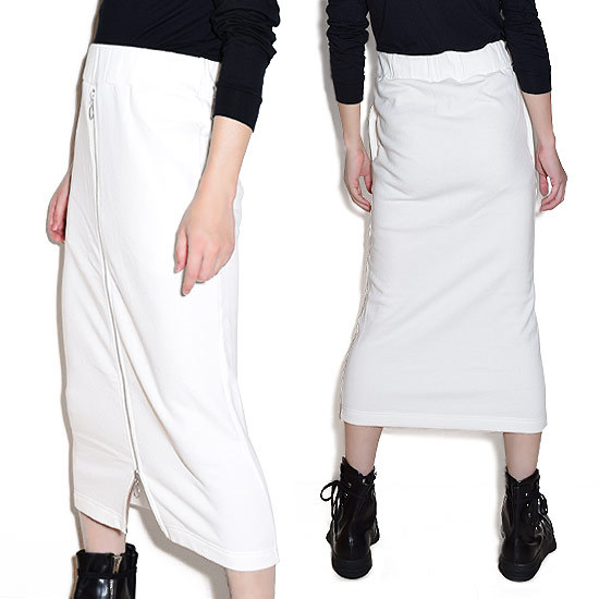 スカート メンズ ロングスカート モード系 メンズ タイトスカート レディース ホワイト 白 オリジナル ブランド 個性的 V系 ビジュアル系 衣装  ビター系 日本製