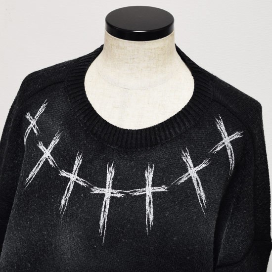 セーター メンズ ニットソー ロングTシャツ ストリート系 十字架