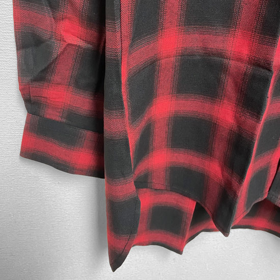 チェックシャツ メンズ モード系 シャツ ロングシャツ V系 レッド