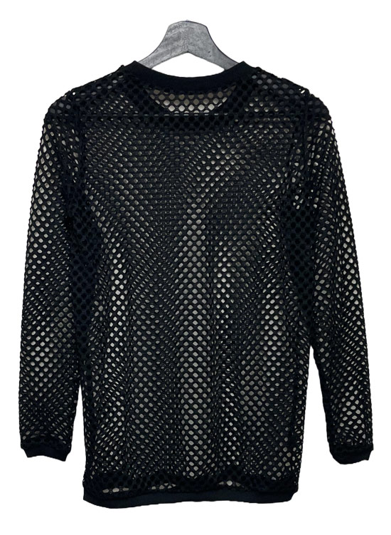 JTQ 無地 シンプル メッシュ ロンT 黒色 JTQ 無地 シンプル メッシュ