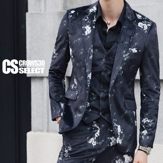 週間ランキング１位獲得 ボタニカル柄スリムスーツ セットアップ メンズ カジュアルスーツ 3ピーススリーピース スーツセットアップ メンズ ホスト結婚式二次 21春夏新色 Diquinsa Com Mx
