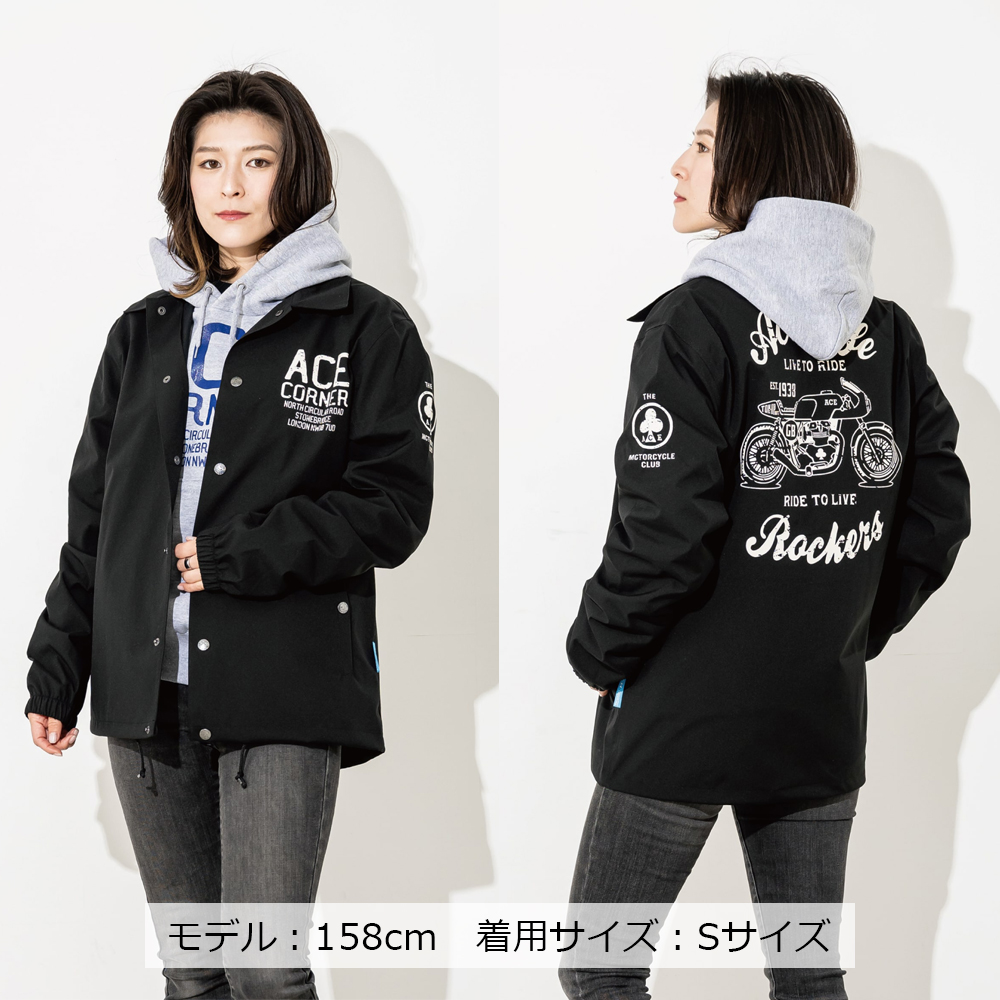 ACE CAFE LONDON フード付き黒バイクジャケット ACE CAFE LONDON バイクジャケット 春夏 バイクウェア