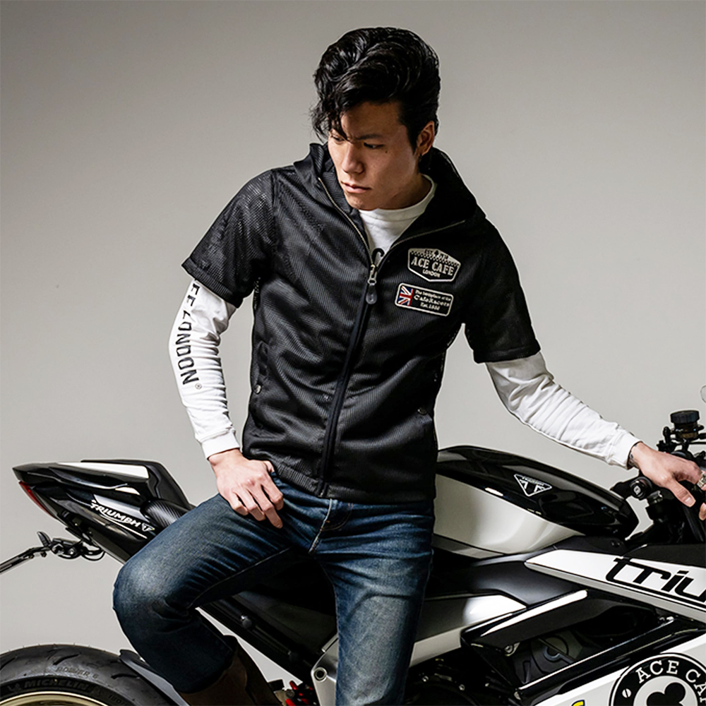 ACE CAFE LONDON ショートスリーブジャケット Amazon.co.jp: [ACE CAFE LONDON] ShortSleeve See-through Mesh