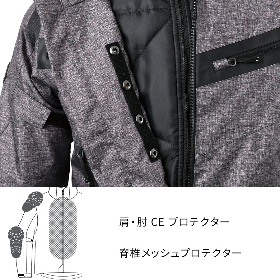 バイク用ジャケット メンズ 防風 防寒 防水 脱着式中綿インナー