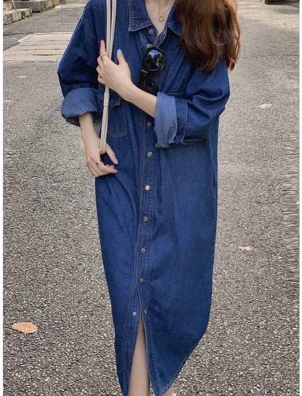 デニムシャツワンピ ワンピース ロング 長袖 デニム 大きいサイズ マタニティ 体型カバー 春 夏 秋 冬 20代 30代 40代 50代 おしゃれ デニムシャツワンピース 長袖 半袖 レディース マタニティ 2023