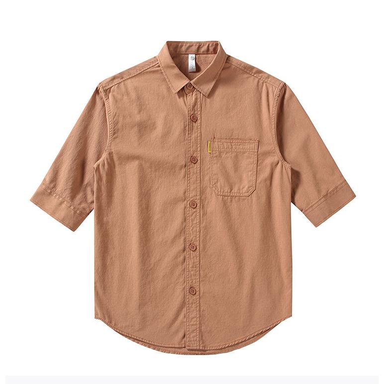 夏シャツ メンズ 五分袖シャツ 無地 カジュアルシャツ 通勤 スリムシャツ ワークシャツ 半袖シャツ トップス 父の日