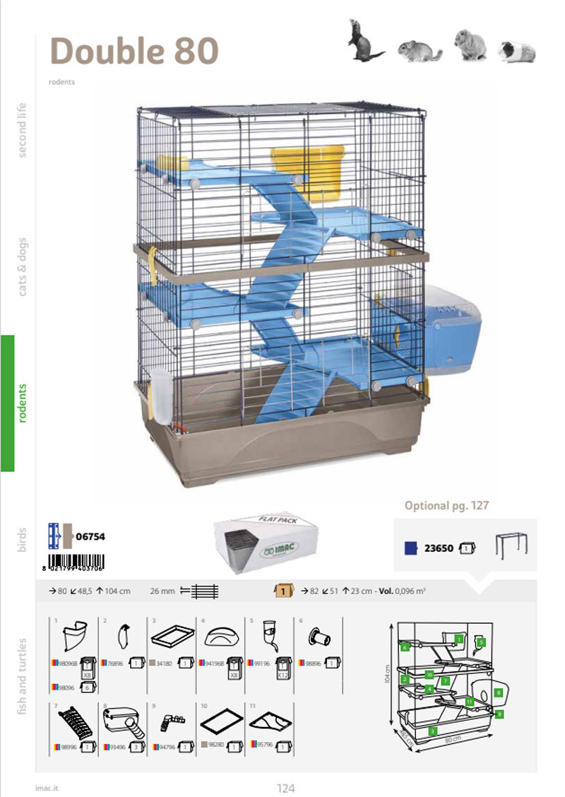 小動物用 ケージ イタリアIMAC ダブル80 フェレット チンチラ