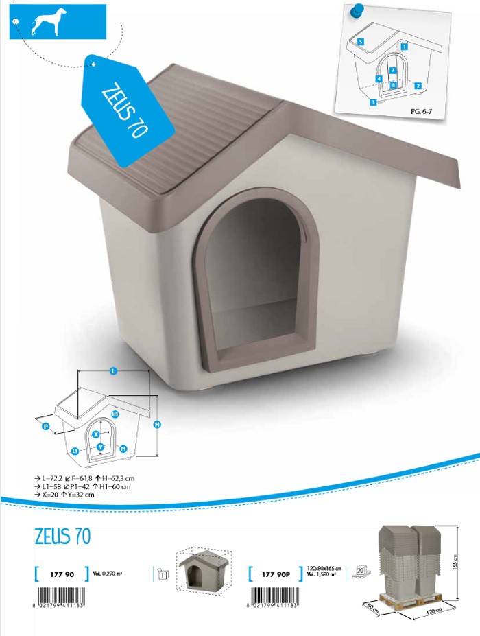 犬小屋 イタリアimac ドッグハウス ゼウス70 グレー 犬小屋 室内 おしゃれ Apaproduction Fr